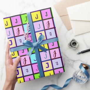 Papel De Presente Monograma Personalizado Cores de Pastel para Anive