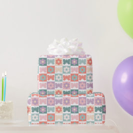 Papel De Presente monograma personalizado da borboleta de flores pri