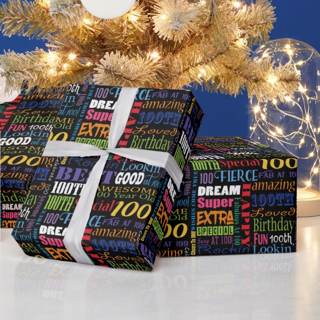 Papel De Presente Monograma Personalizado de 100ª Festa de aniversár (Feriados)