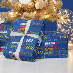 Papel De Presente Monograma Personalizado de 100ª Festa de aniversár