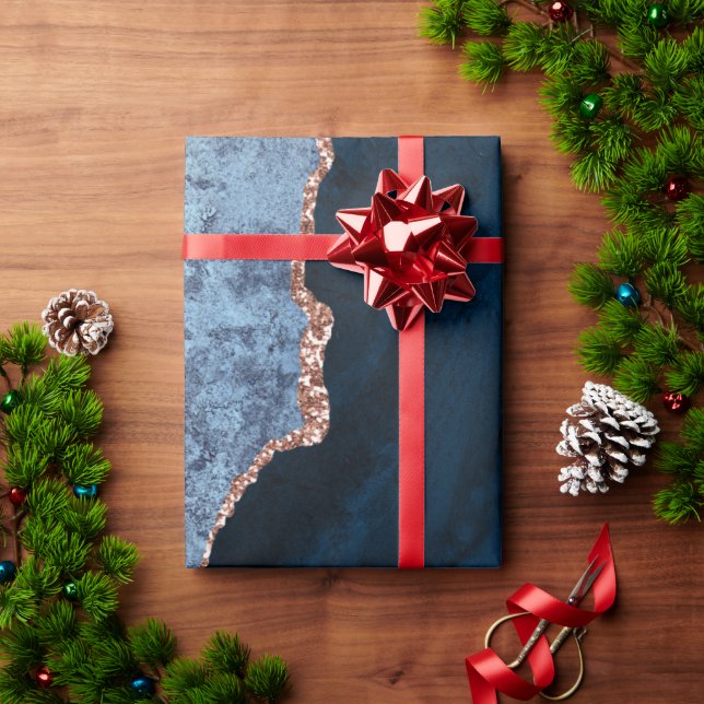 Papel De Presente Monograma Personalizado de Agitação Lítida Dourada (Presente de Natal)