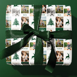 Papel De Presente Monograma Personalizado de Colagem de Fotos em Flo