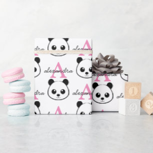 Papel De Presente Monograma personalizado de panda bonito