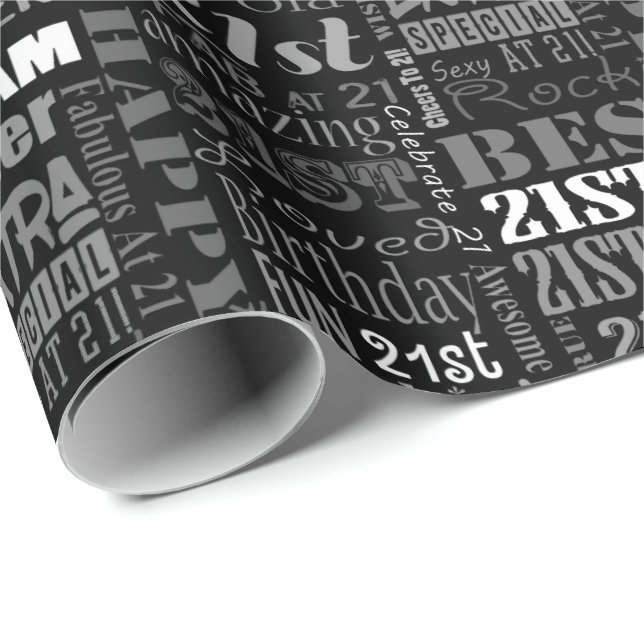 Papel De Presente Monograma personalizado do partido de aniversário (Ponta do rolo)