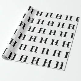 Papel De Presente Monograma preto-branco simples inicial