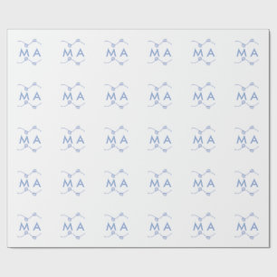 Papel De Presente Monograma simples adicione a letra do seu nome azu