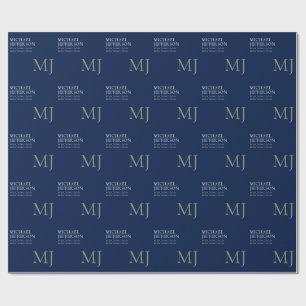 Papel De Presente Monograma Simples Azul Escuro Tendência Negócios