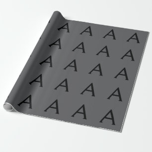 Papel De Presente Monograma Simples Clássico Cinza Adicionar Nome In