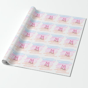 Papel De Presente Monograma simples colorido com brilho e faísca com