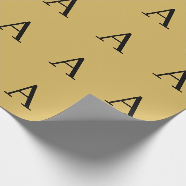 Papel De Presente Monograma Simples Cor Dourada Adicionar Nome Inici (Ponta)