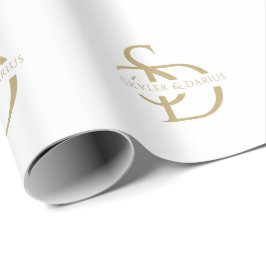 Papel De Presente Monograma Simples De Casamento Personalizado Com N