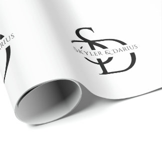 Papel De Presente Monograma Simples De Casamento Personalizado Com N