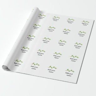 Papel De Presente Monograma simples de folha verde em aquarela adici