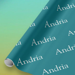 Papel De Presente Monograma Simples em Xadrez Azul Verde Editável