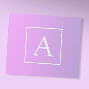 Papel De Presente Monograma Simples   Ombre Rosa/Roxo Sutil
