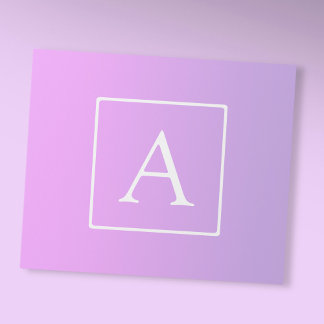Papel De Presente Monograma Simples | Ombre Rosa/Roxo Sutil