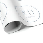 Papel De Presente Monogramas Azul Empoeirado Elegante Casamento Mini<br><div class="desc">Impresso com iniciais de monograma para casais em cor azul empoeirado personalizada, ótimo para casamentos, noivados, aniversários, etc. (que você pode editar, alterar e personalizar) em um design simples e elegante!</div>