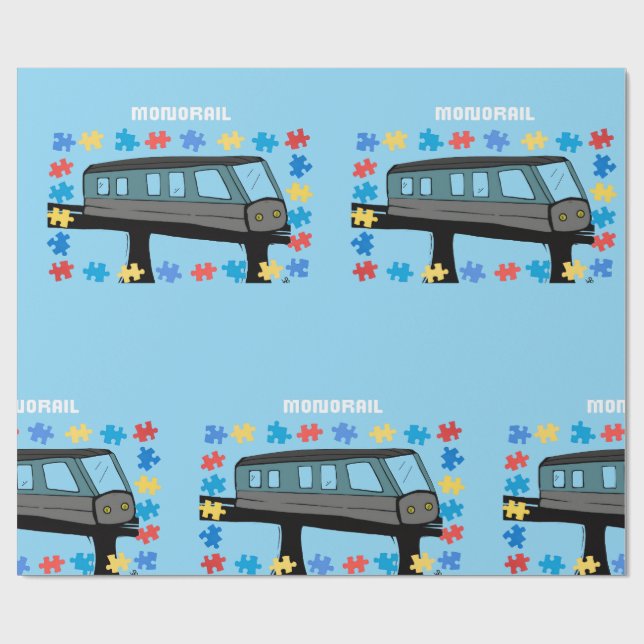 Papel De Presente Monorail train car coaster autism puzzle  (Aberto)