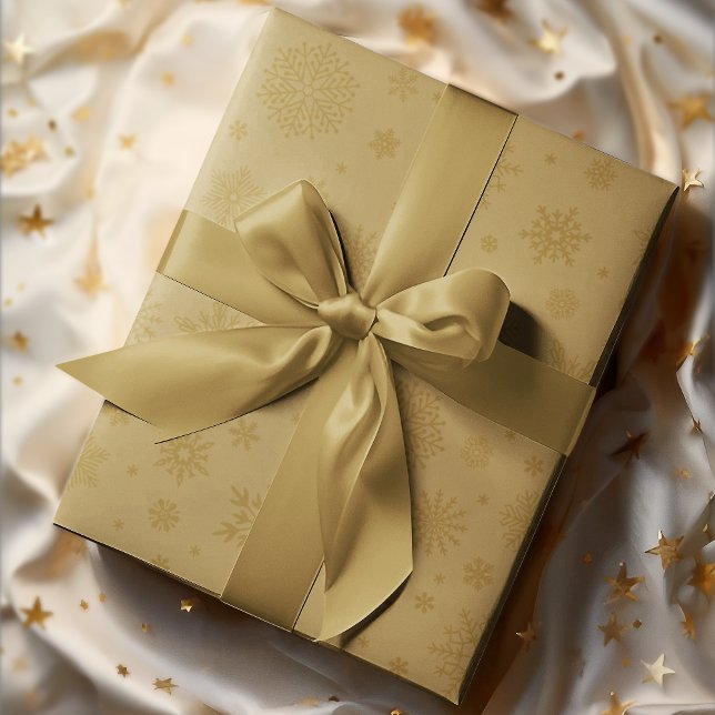 Papel De Presente Monotone Winter Snowflake Dourado (Criador carregado)