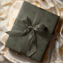 Papel De Presente Monotone Winter Snowflake Pine Green