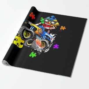 Papel De Presente Monster Truck Autismo Quebra-cabeça