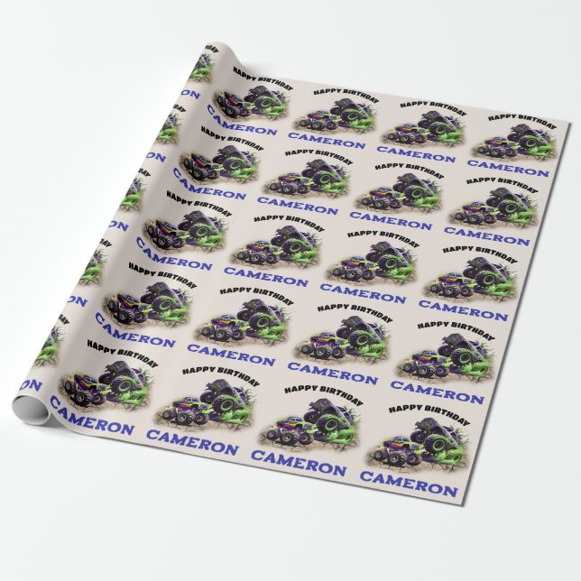 Papel De Presente Monster Trucks na Lama (Desenrolado)