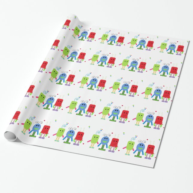Papel De Presente Monstrinhos Bobos (Desenrolado)