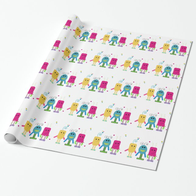 Papel De Presente Monstrinhos Bobos (Desenrolado)