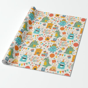 Papel De Presente Monstrinhos Felizes 
