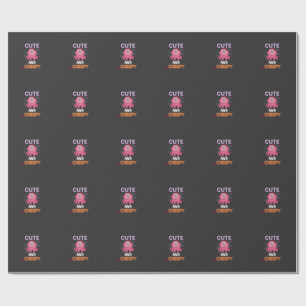 Papel De Presente Monstro Cor-de-Rosa Assustador Bonito Morcegos Tei