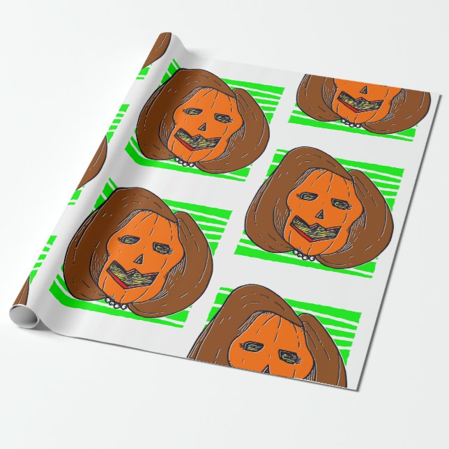 Papel De Presente monstro da abóbora Nancy Pelosi (Desenrolado)