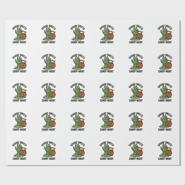 Papel De Presente Monstro de Doces de Halloween Gráfico de Tratament (Aberto)