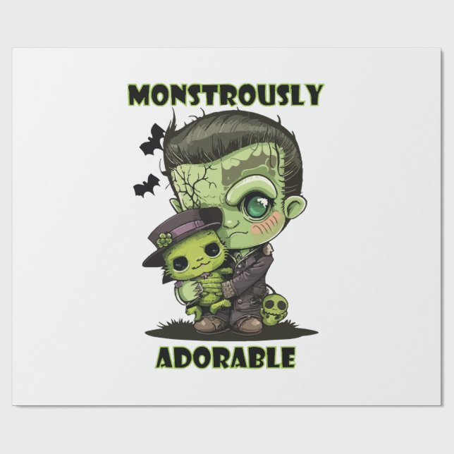 Papel De Presente Monstro de Frankenstein Fofo com pelúcia (Aberto)