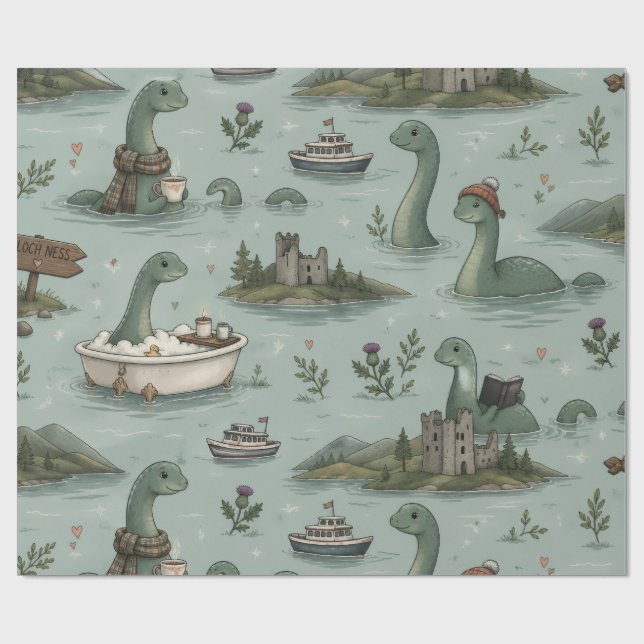 Papel De Presente Monstro do Lago Ness (Aberto)