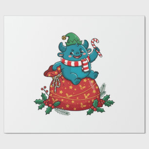 Papel De Presente Monstro Natalino Fofo com Bastão de Doce