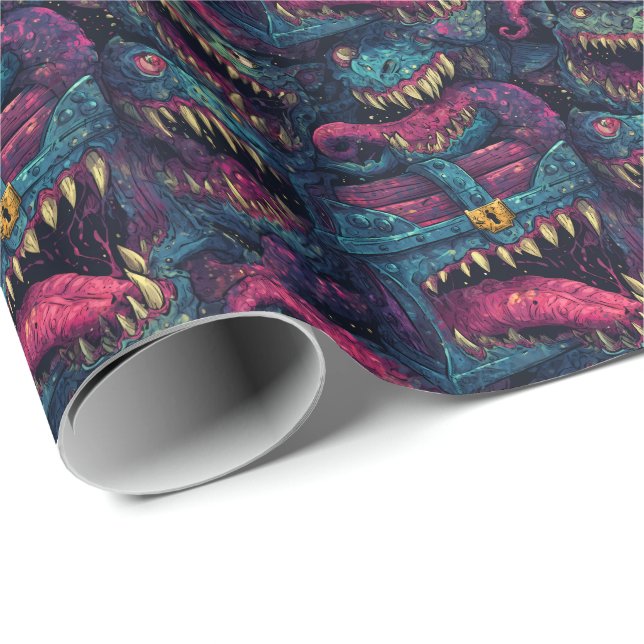 Papel De Presente Monstro Sneaky Chest Mimic D&D (Ponta do rolo)