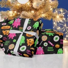 Papel De Presente Monstros "Cachorros" e Diversão do Halloween