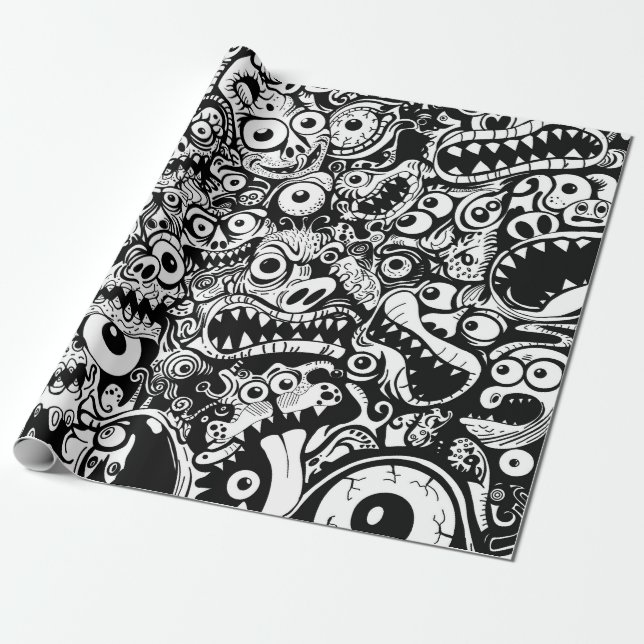 Papel De Presente monstros feio abstrato assustador assustador (Desenrolado)