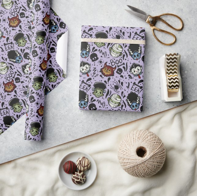 Papel De Presente Monstros Universais- Roxo (Artesanato)