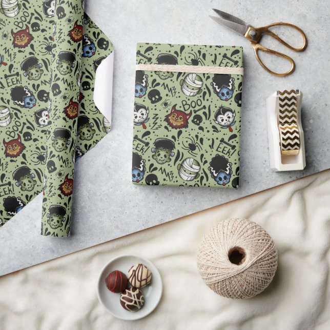 Papel De Presente Monstros Universais - Verde (Artesanato)