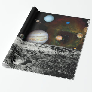 Papel De Presente Montagem de Imagens do Voyager do Sistema Solar Fo