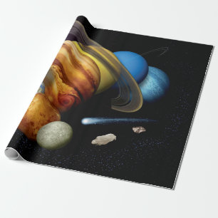 Papel De Presente Montagem de planetas do sistema solar da NASA JPL 