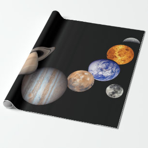 Papel De Presente Montagem do Sistema Solar Fotos de Planetas JPL
