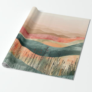 Papel De Presente Montanha Minimalista Boho - Inspirada na Natureza