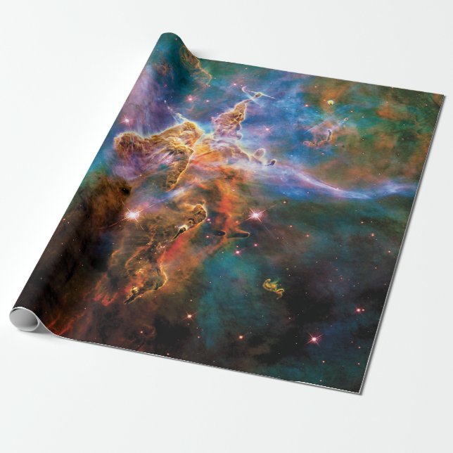 Papel De Presente Montanha Mística Nebulosa Carina Foto Espacial Hub (Desenrolado)