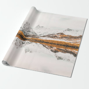 PAPEL DE PRESENTE MONTANHA ROCKY COM CABO DE NEVE SOB O CÉU NUVEM D
