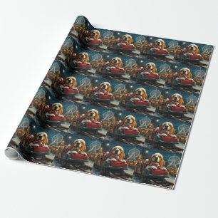 Papel De Presente Montanha-russa do Cão Basset Hound no Natal