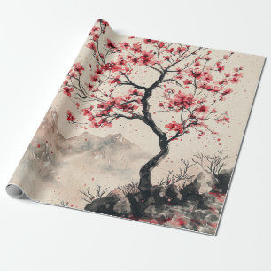 Papel De Presente Montanha Serenidade Crimson Sakura (1)