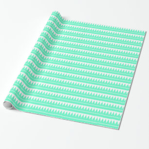 Papel De Presente Montanhas astecas - turquesa no branco
