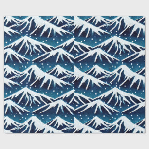Papel De Presente Montanhas Azuis de Neve Retroativa